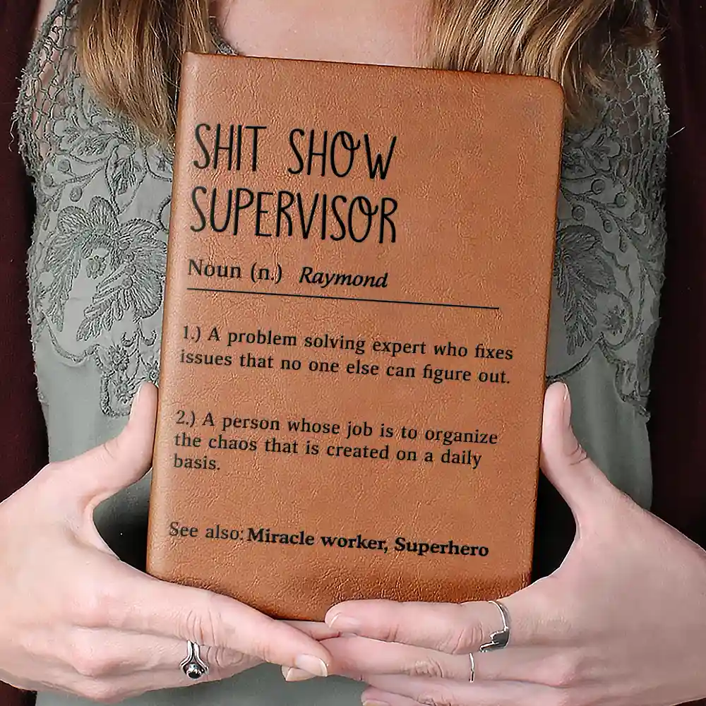 Boss Lady Funny Definition - Personalized Leather Journal - Image 4