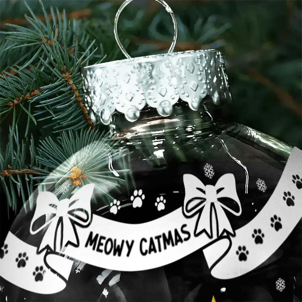 Bowknots Meowy Catmas - Personalized Ball Ornament - Image 5