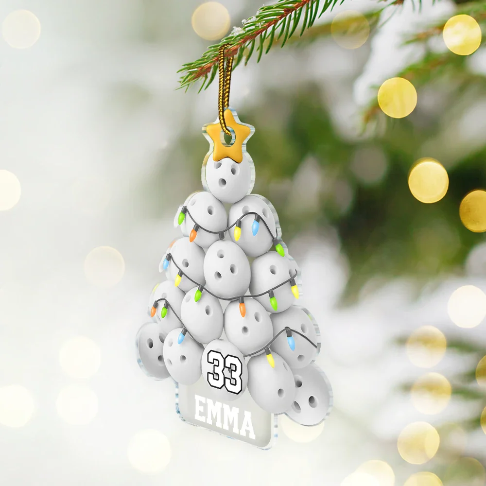 Bowling Christmas Tree - Personalized Custom Shaped Acrylic Ornament - Image 2