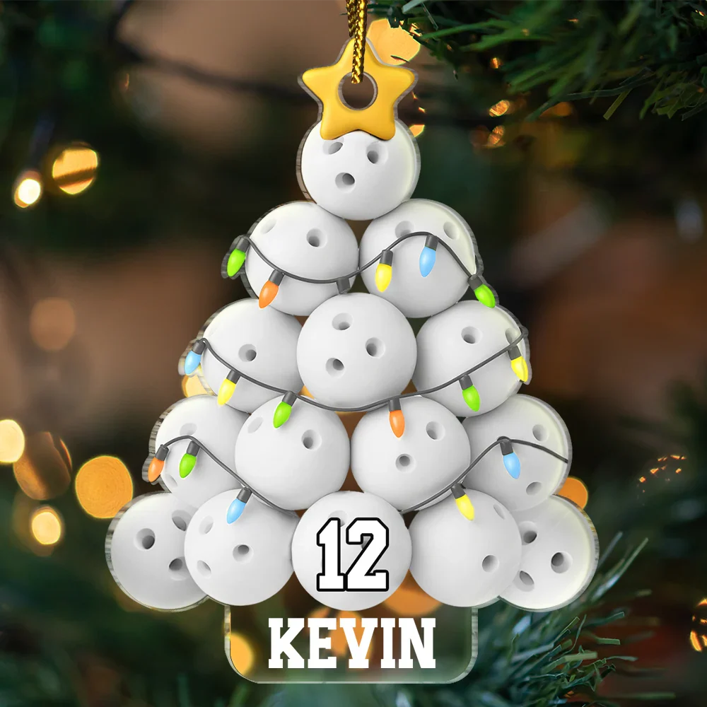 Bowling Christmas Tree - Personalized Custom Shaped Acrylic Ornament - Image 3