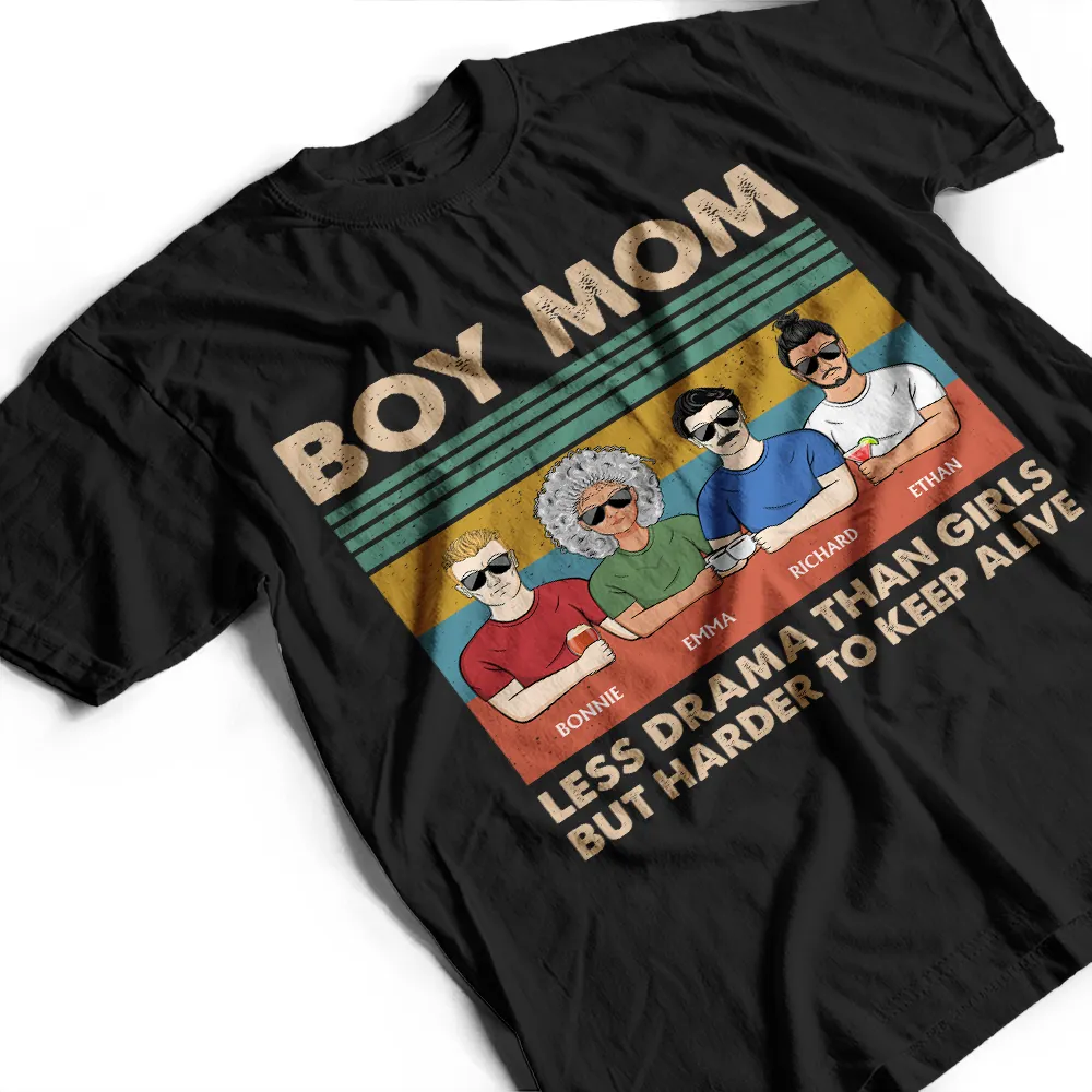 Boy Mom Less Drama Than Girl - Personalized T Shirt - Image 3