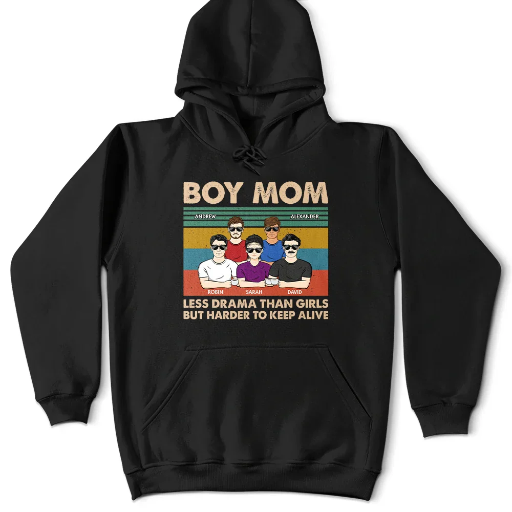 Boy Mom Less Drama Than Girl - Personalized T Shirt - Image 4