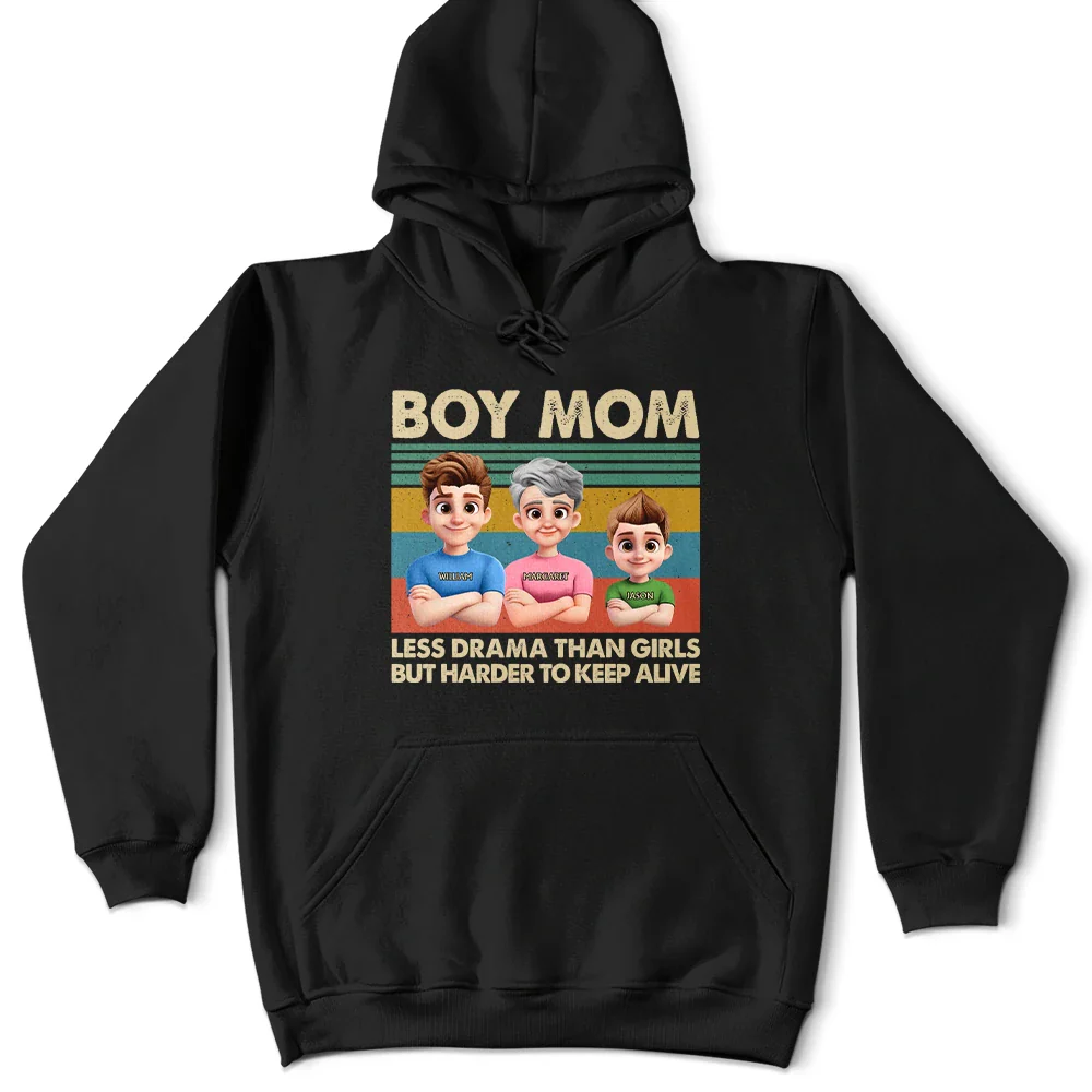 Boy Mom Less Drama Than Girls But Harder To Keep Alive 3D Art - Personalized T Shirt - Image 3