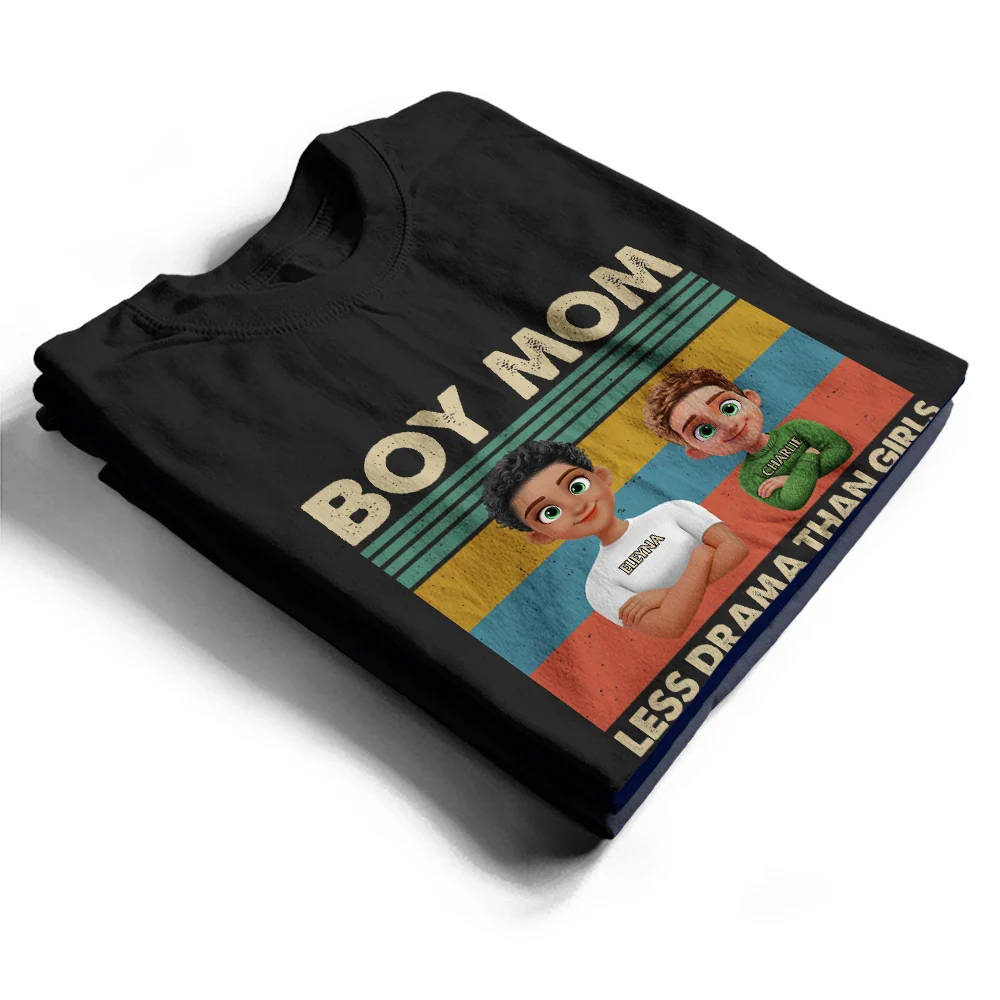 Boy Mom Less Drama Than Girls But Harder To Keep Alive 3D Art - Personalized T Shirt - Image 4