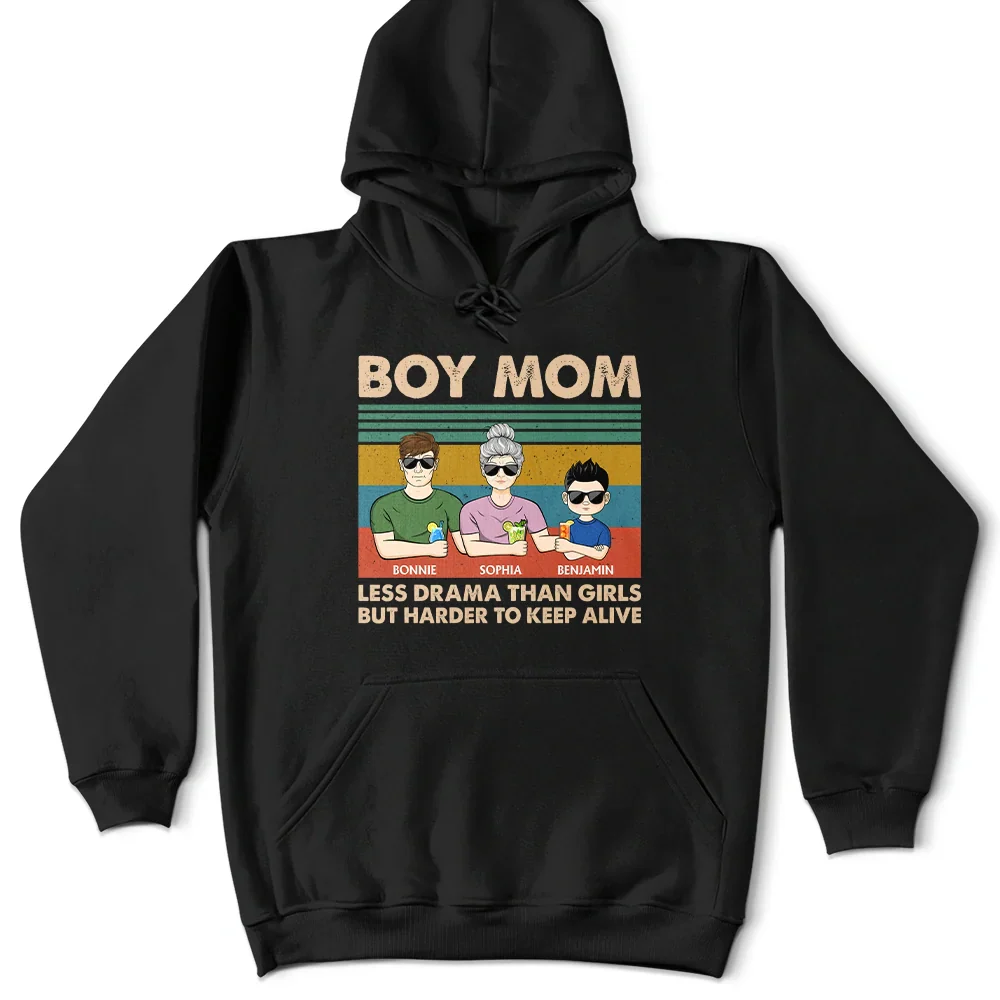 Boy Mom Less Drama Than Girls Young & Adult - Personalized T Shirt - Image 4