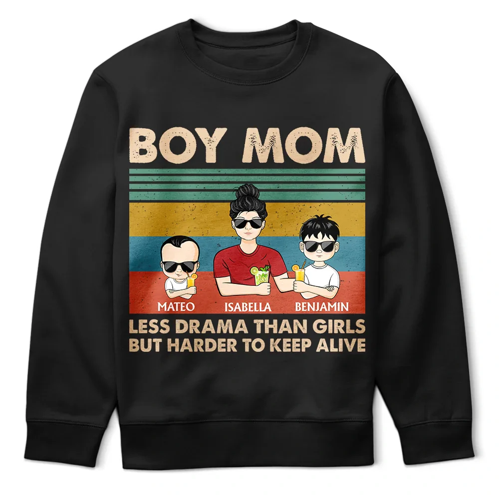 Boy Mom Less Drama Than Girls Young & Adult - Personalized T Shirt - Image 5