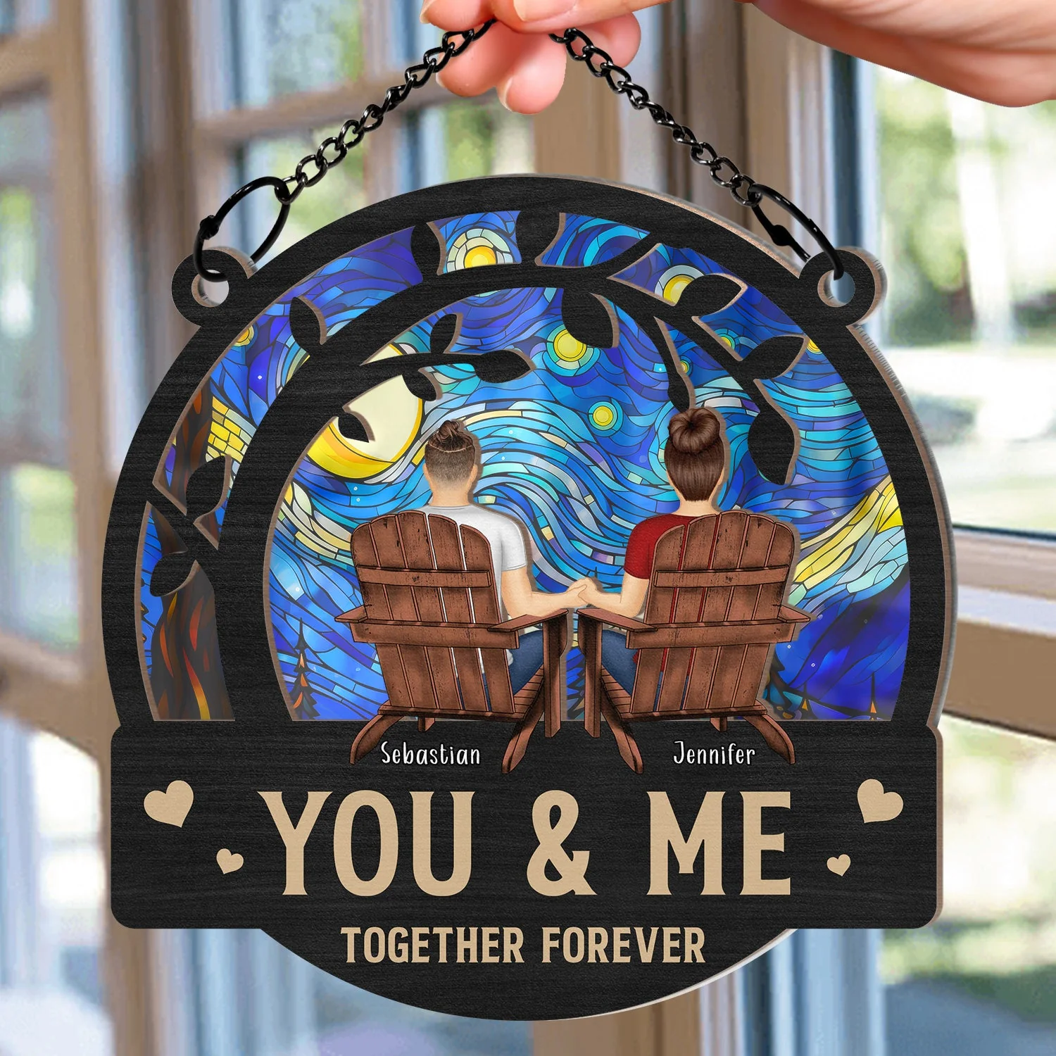 Branch Back Couple You & Me We Got This - Personalized Window Hanging Suncatcher Ornament - Image 2
