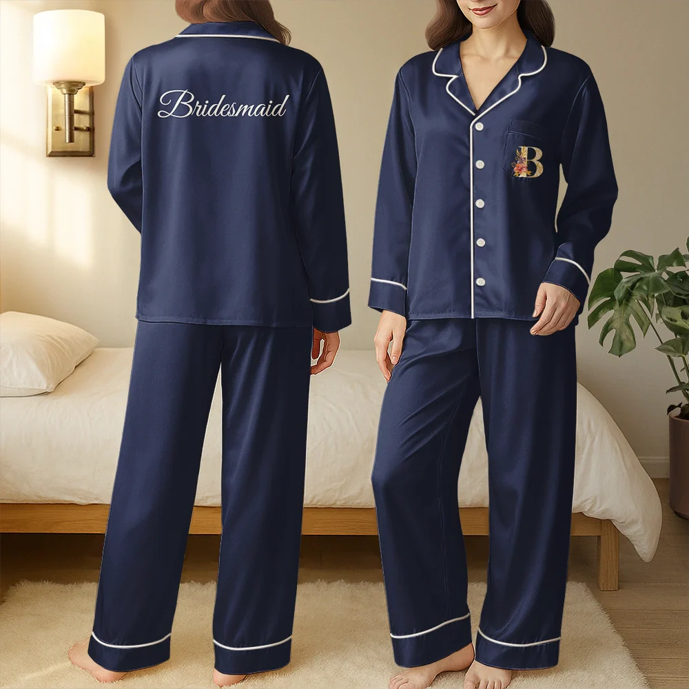 Bridal Party Bridesmaid - Personalized Satin Pajama Set - Image 3