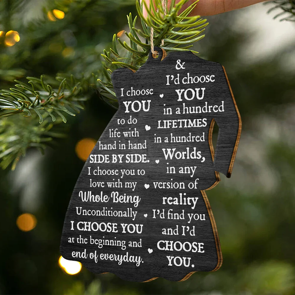 Bride & Groom I Choose You - Personalized Wooden Ornament Print 2 Sides - Image 2