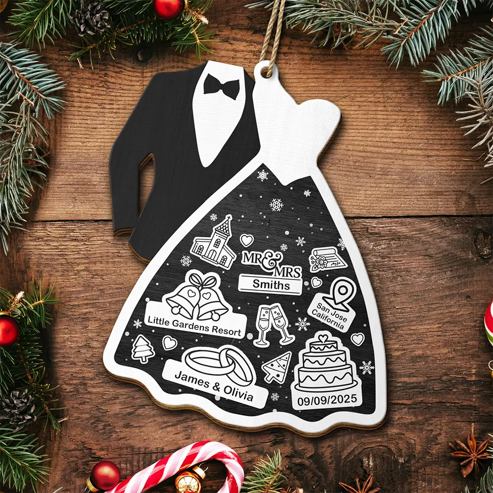 Bride & Groom I Choose You - Personalized Wooden Ornament Print 2 Sides - Image 5