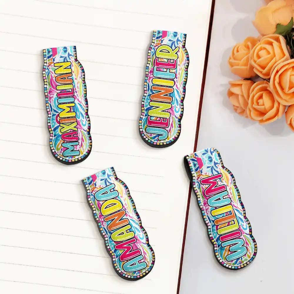 Bright Paisley Name Every Chapter Knows Your Name - Personalized Custom Shaped Leather Magnetic Bookmark - Image 2