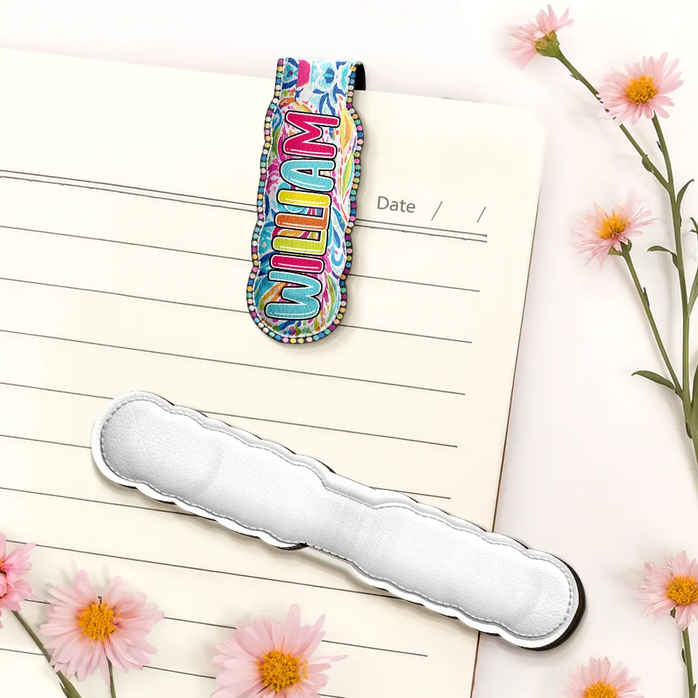 Bright Paisley Name Every Chapter Knows Your Name - Personalized Custom Shaped Leather Magnetic Bookmark - Image 5