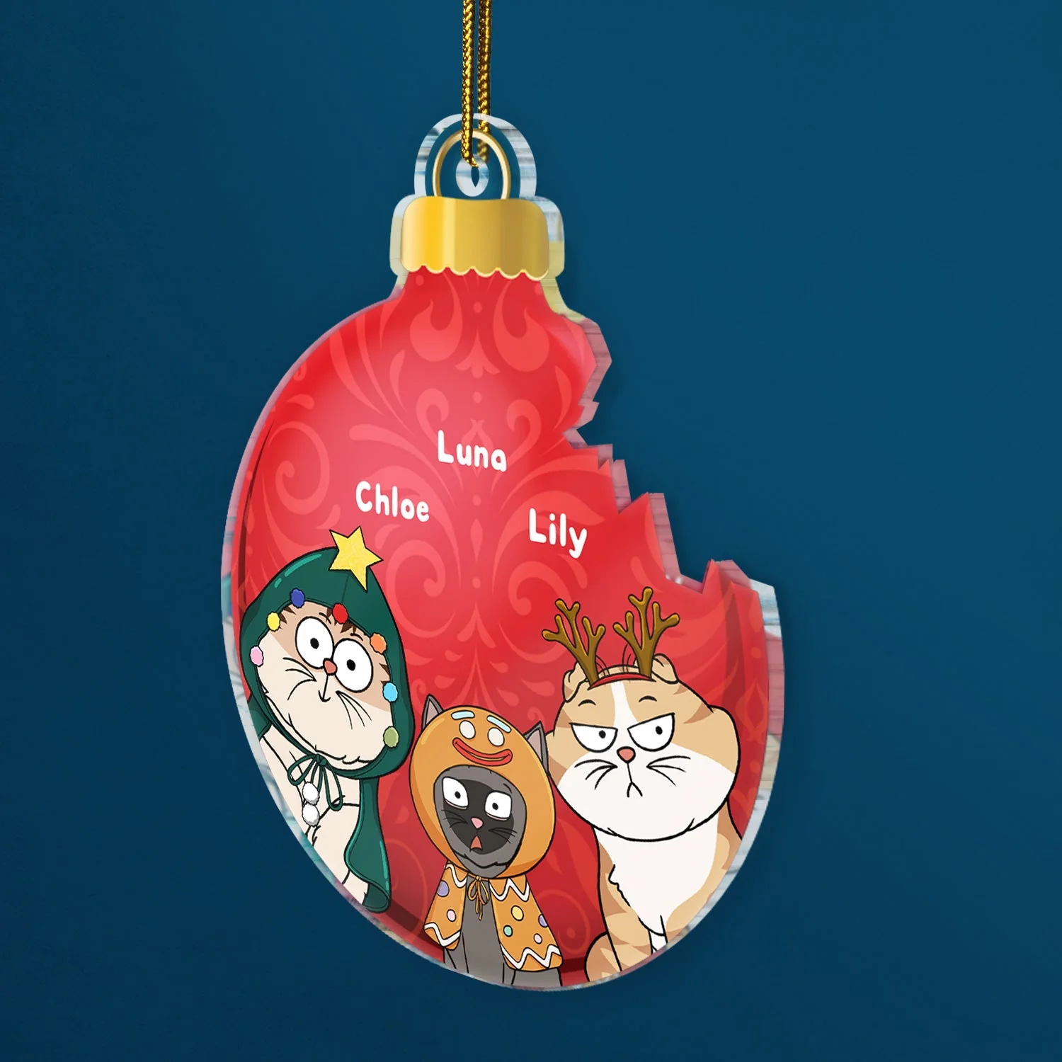 Broken Ornament Funny Cat - Christmas For Cat Lovers - Personalized Custom Shaped Acrylic Ornament - Image 2