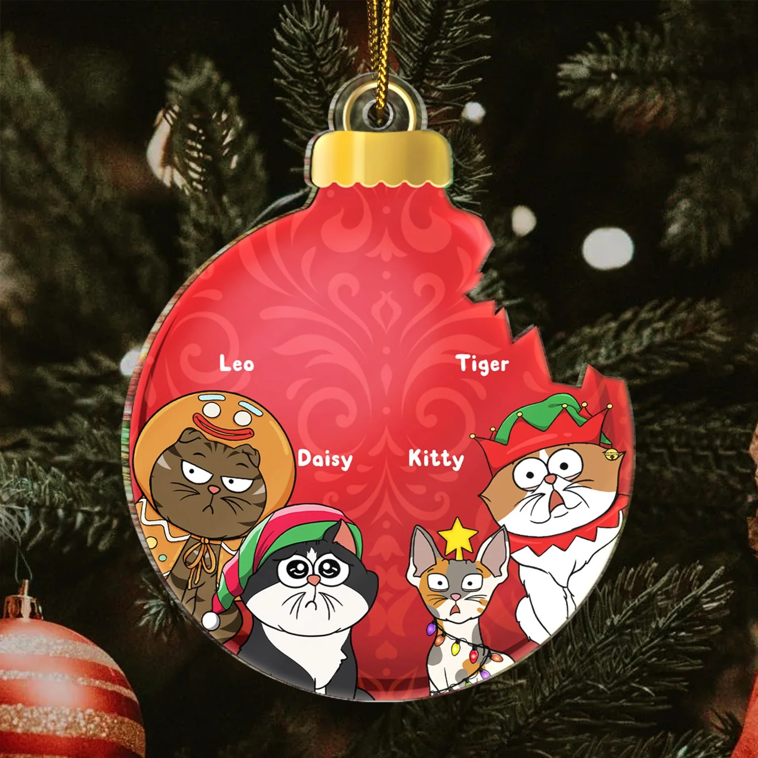 Broken Ornament Funny Cat - Christmas For Cat Lovers - Personalized Custom Shaped Acrylic Ornament - Image 3
