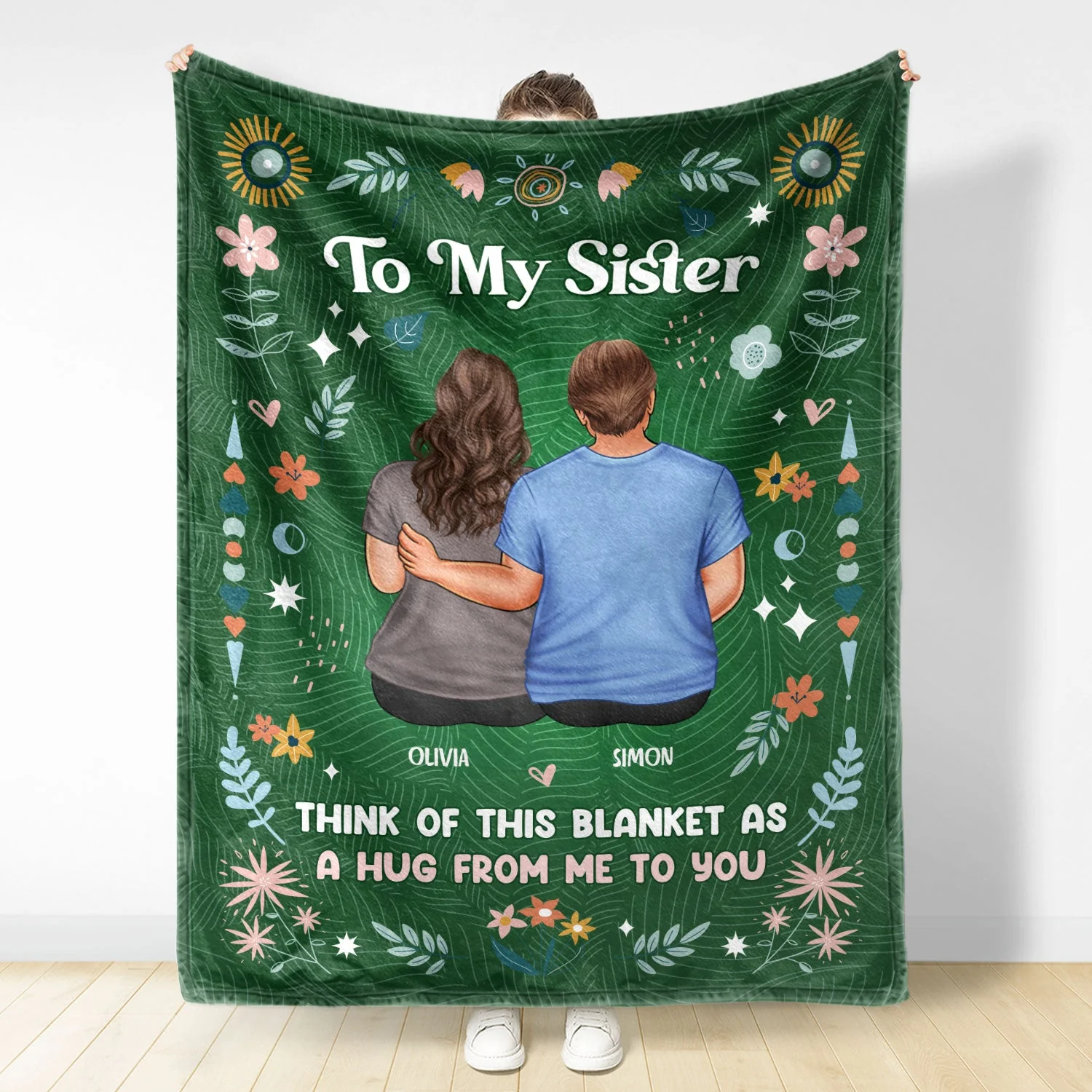 Brother Sister Think Of This Blanket - Gift For Sisters - Personalized Fleece Blanket - Image 2