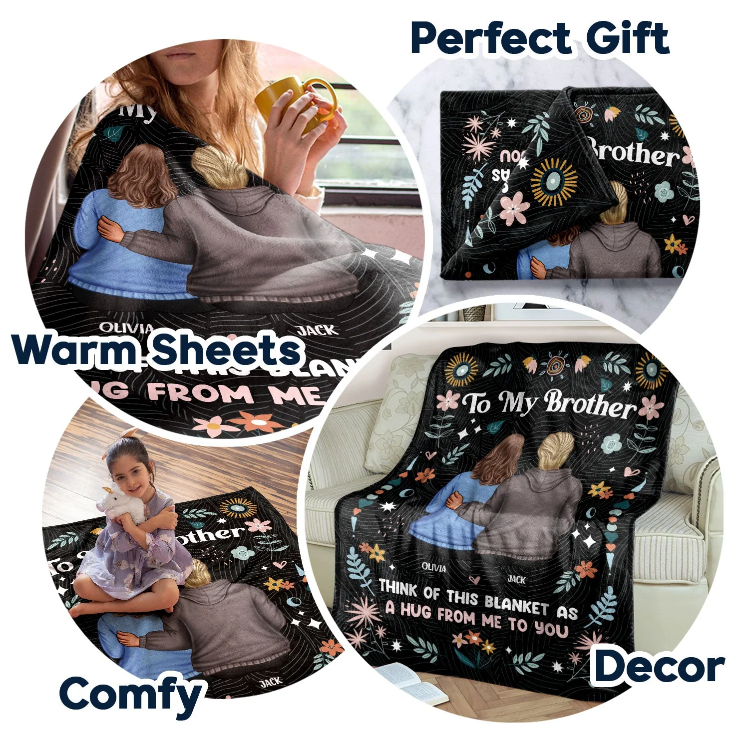 Brother Sister Think Of This Blanket - Gift For Sisters - Personalized Fleece Blanket - Image 5