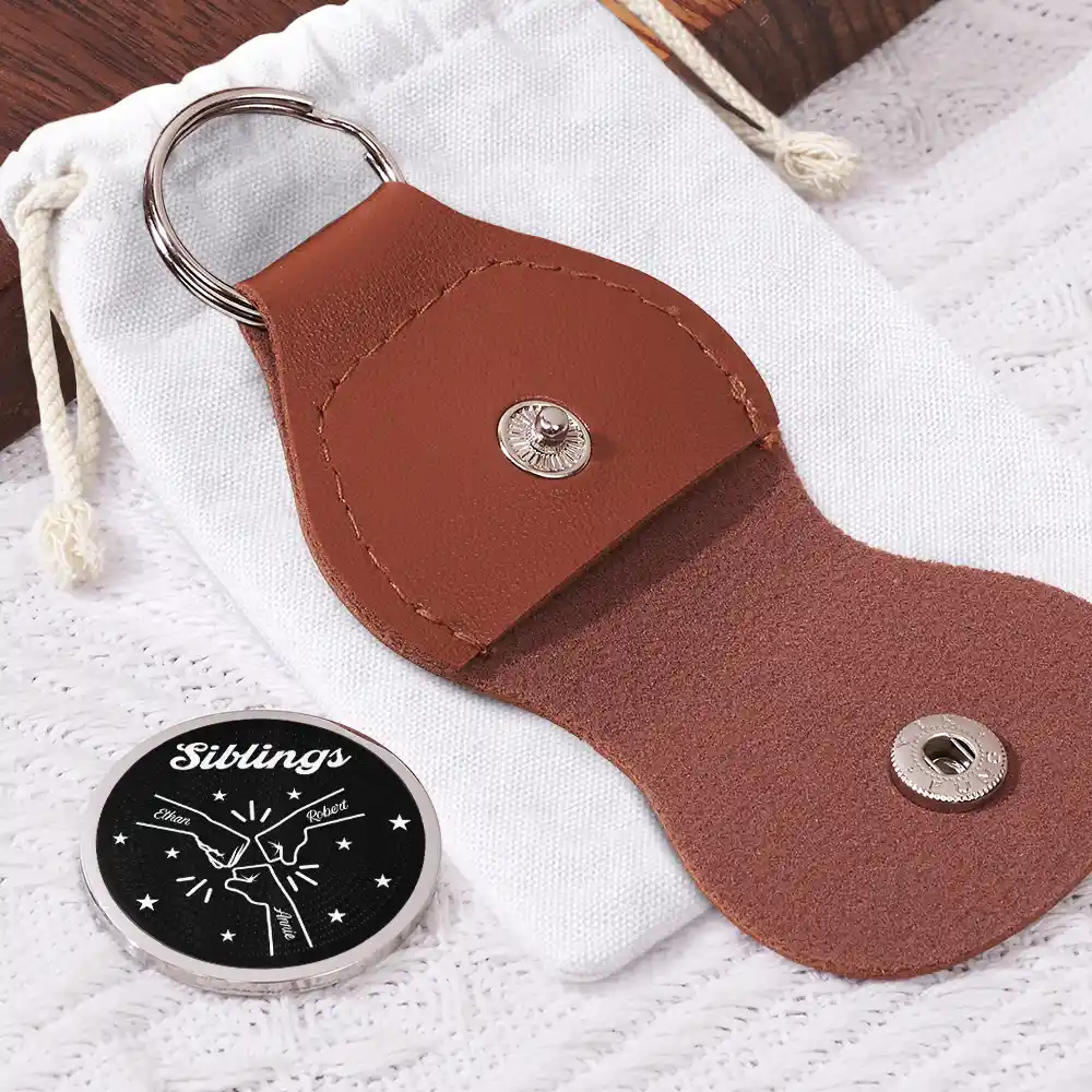 Brothers A Bond That Can't Be Broken - Personalized Leather Pocket Hug - Image 2