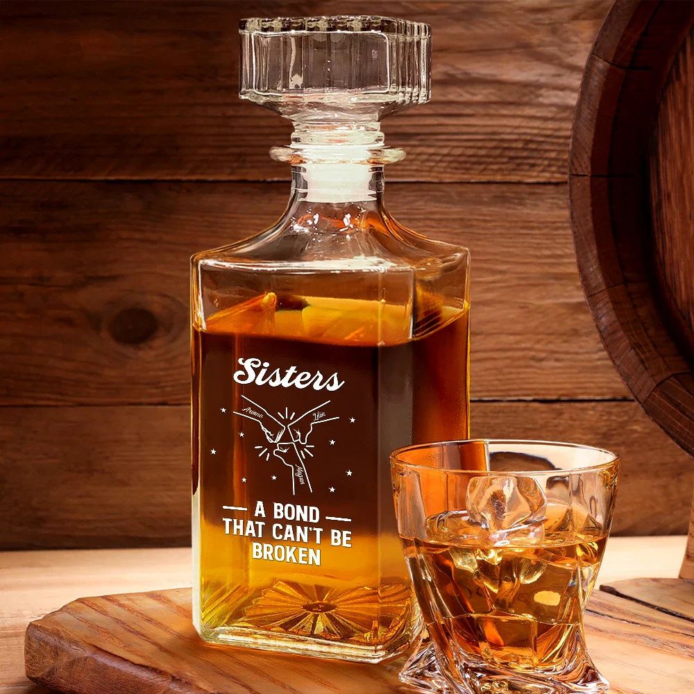 Brothers A Bond That Can't Be Broken - Personalized Square Whiskey Bottle - Image 2
