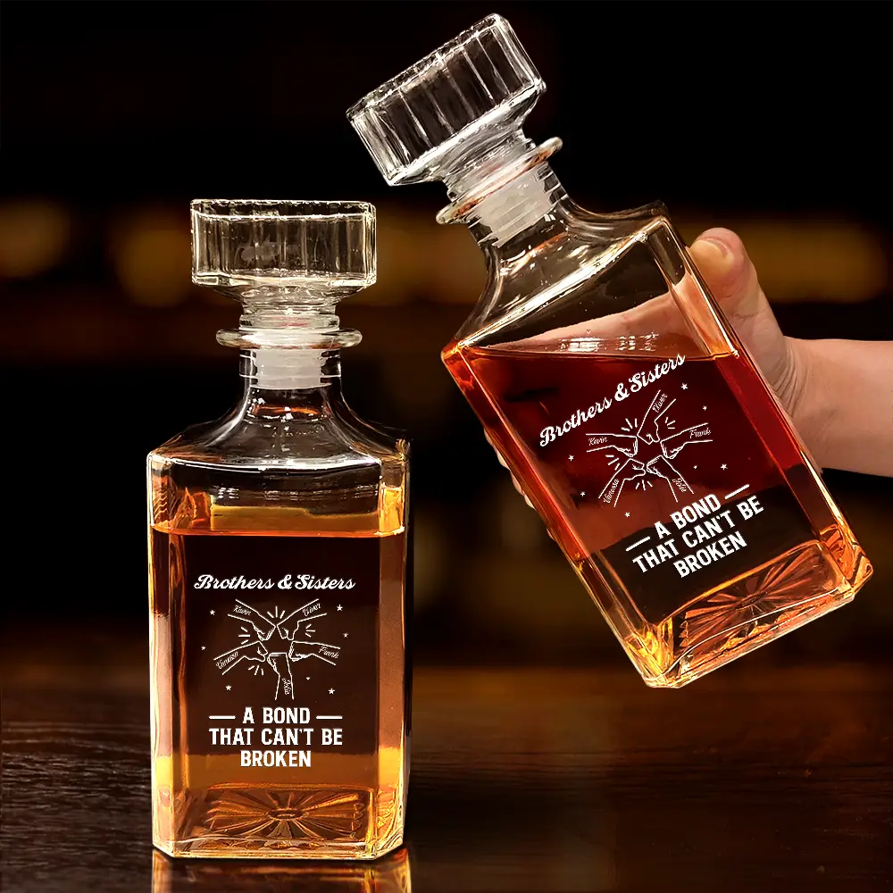 Brothers A Bond That Can't Be Broken - Personalized Square Whiskey Bottle - Image 4