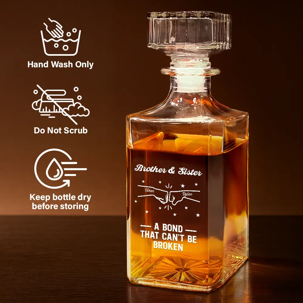 Brothers A Bond That Can't Be Broken - Personalized Square Whiskey Bottle - Image 6