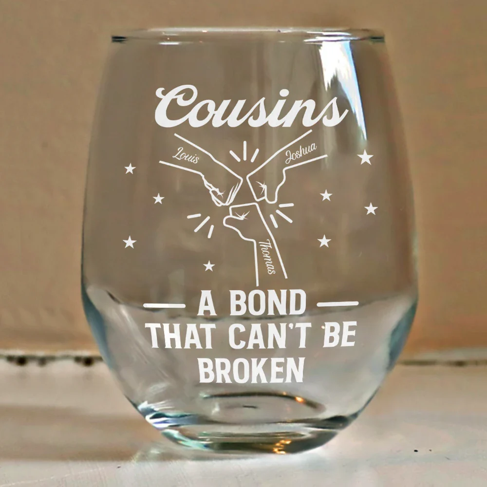 Brothers A Bond That Can't Be Broken - Personalized Stemless Wine Glass - Image 4