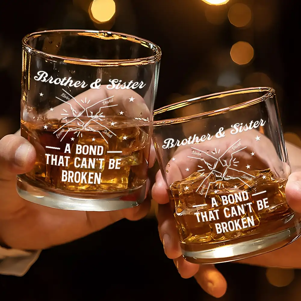Brothers A Bond That Can't Be Broken - Personalized Whiskey Glass - Image 3
