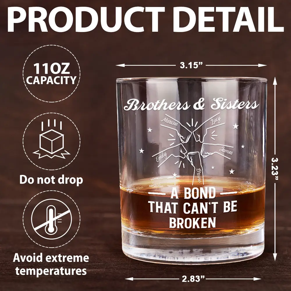 Brothers A Bond That Can't Be Broken - Personalized Whiskey Glass - Image 5