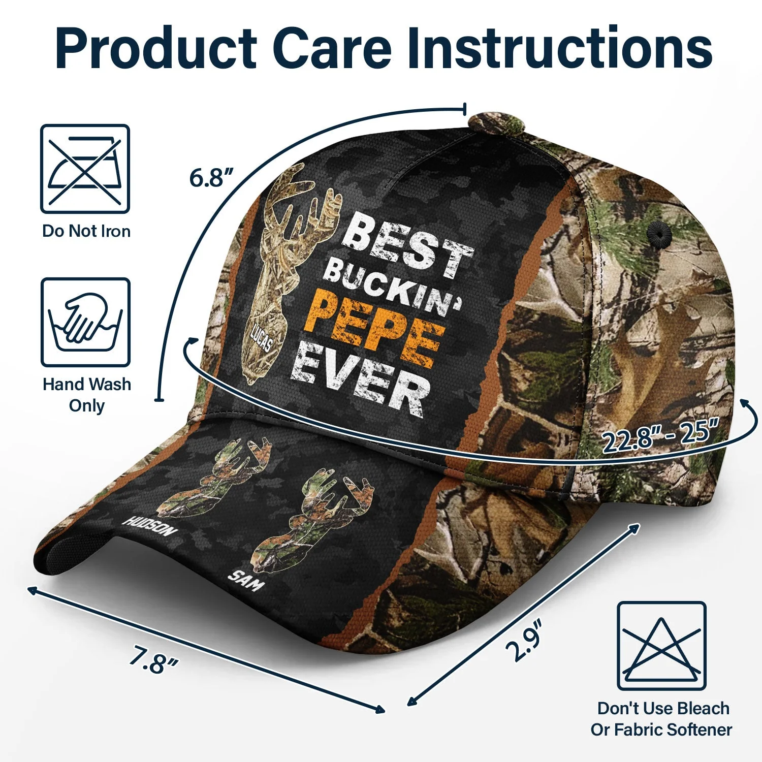 Bucking Dad Grandpa Hunting - Gift For Father, Grandfather - Personalized Classic Cap - Image 6