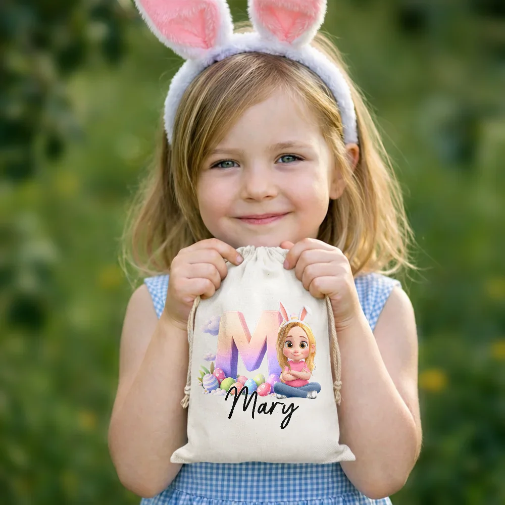 Bunny Ears Kids Sitting With Alphabet - Personalized Favor Bag - Image 5