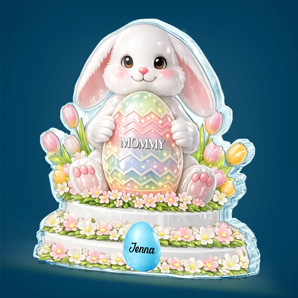 Bunny Grandma And Grandkids 3D Inflated Effect Printed - Personalized Custom Shaped Acrylic Plaque - Image 2