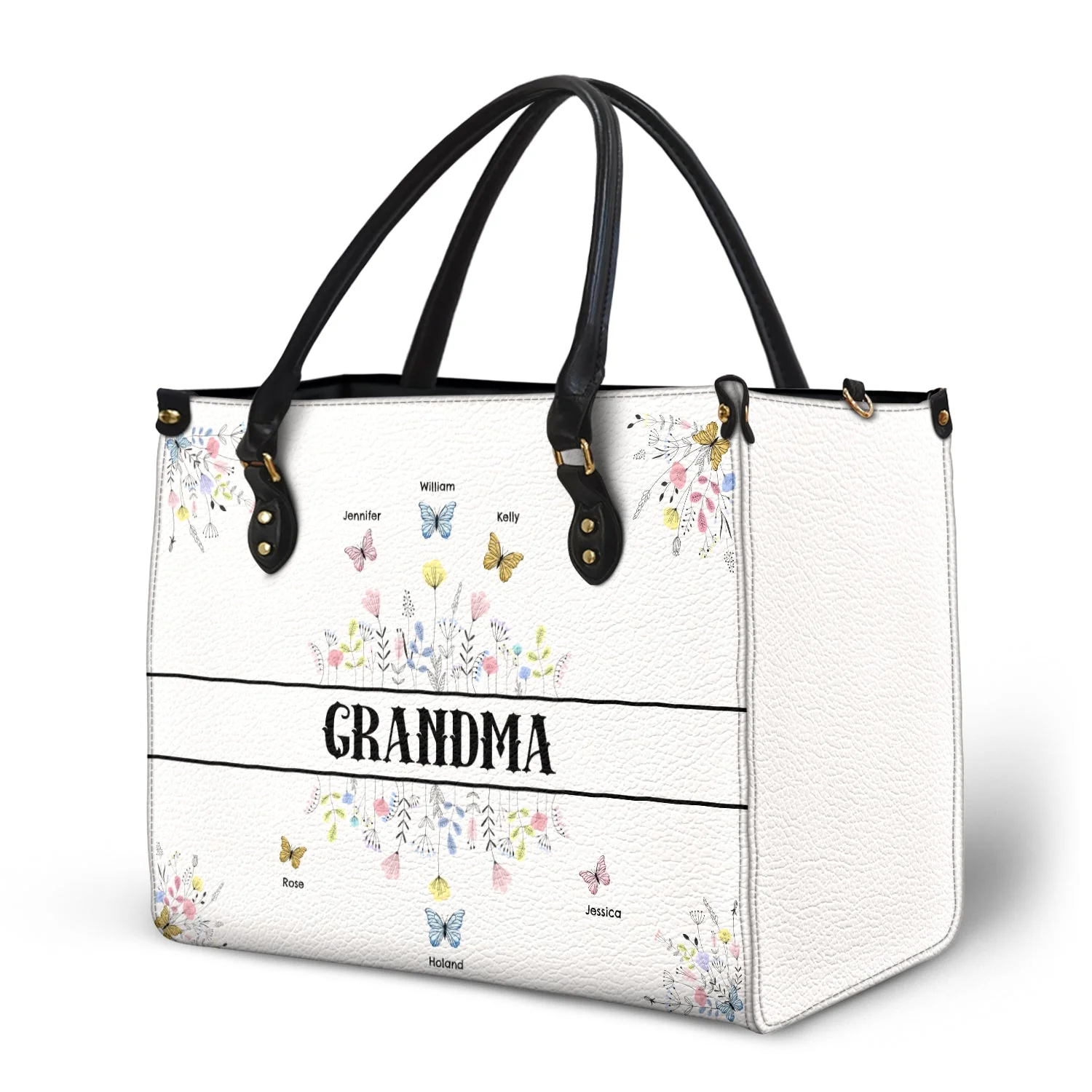 Butterfly Grandma - Gift For Grandma - Personalized Leather Bag - Image 2