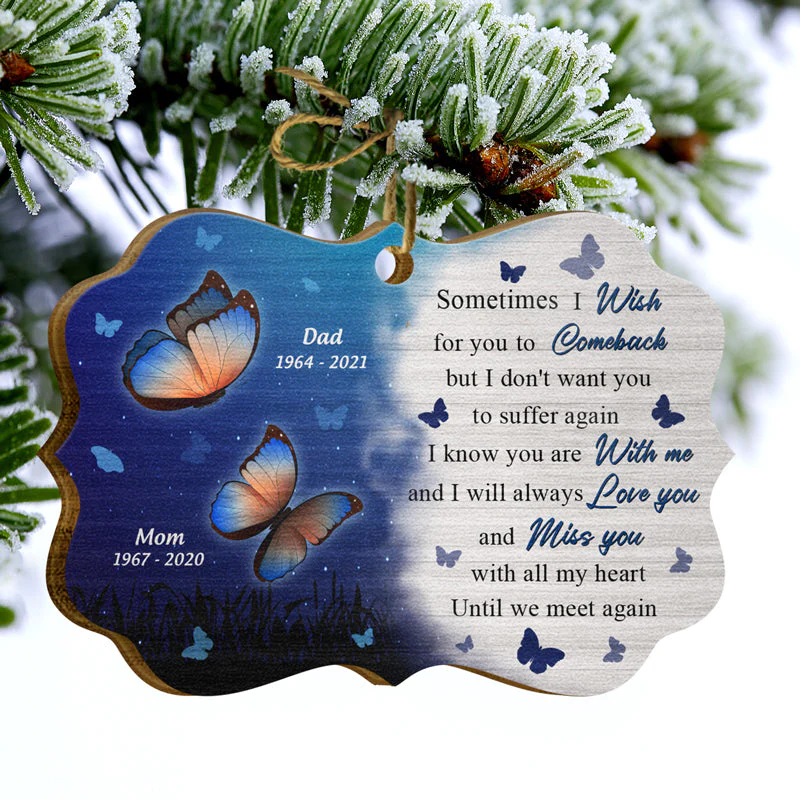 Butterfly Miss You All My Heart - Memorial Gift - Personalized Custom Wooden Ornament, Aluminum Ornament - Image 4