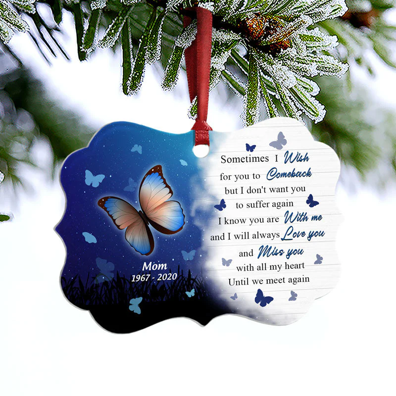 Butterfly Miss You All My Heart - Memorial Gift - Personalized Custom Wooden Ornament, Aluminum Ornament - Image 6