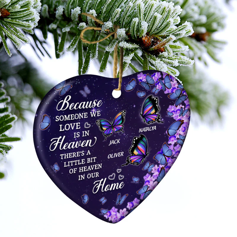 Butterfly The Heaven Sent Kisses Of Angels - Family Memorial Gift - Personalized Custom Heart Ceramic - Image 3