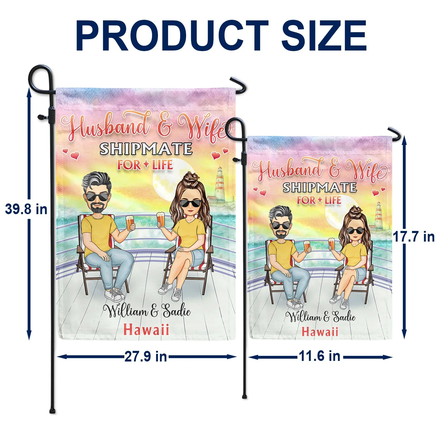 Cabin Flag Cruising Partners For Life Cartoon - Gift For Traveling, Cruising Lovers - Personalized Flag - Image 5
