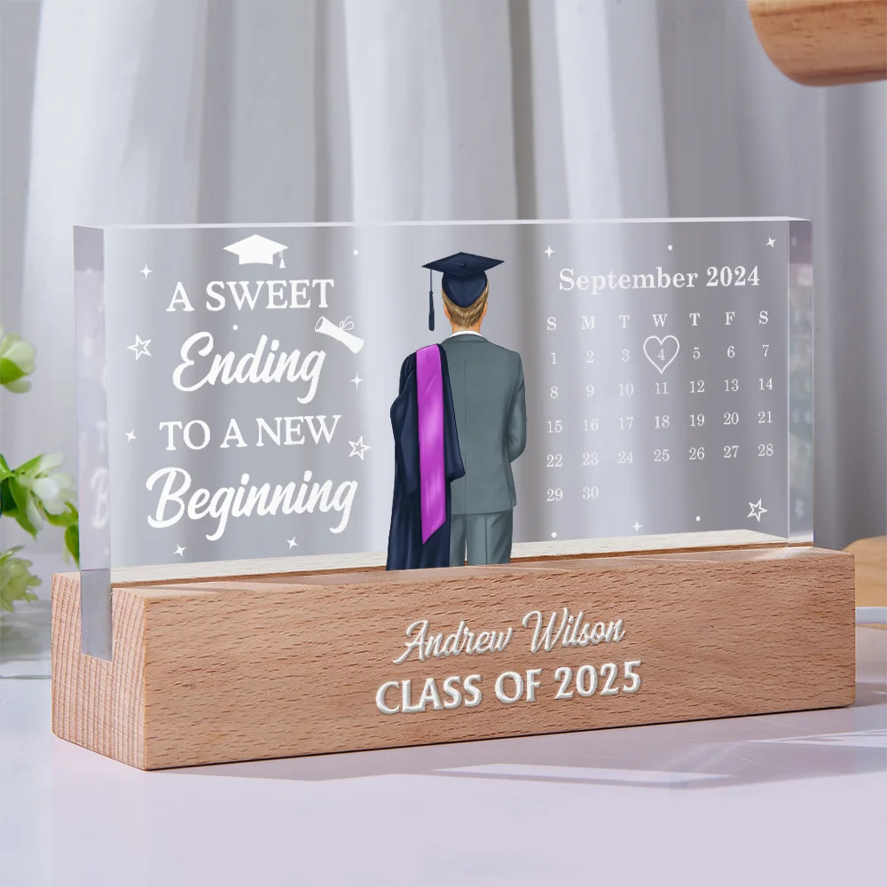 Calendar A Sweet Ending To A New Beginning - Personalized Rectangle LED Light - Image 2