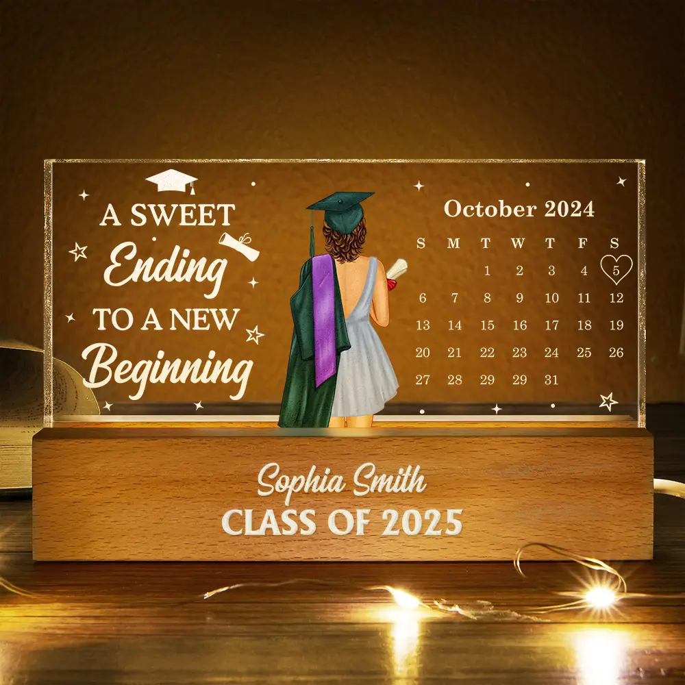 Calendar A Sweet Ending To A New Beginning - Personalized Rectangle LED Light - Image 3