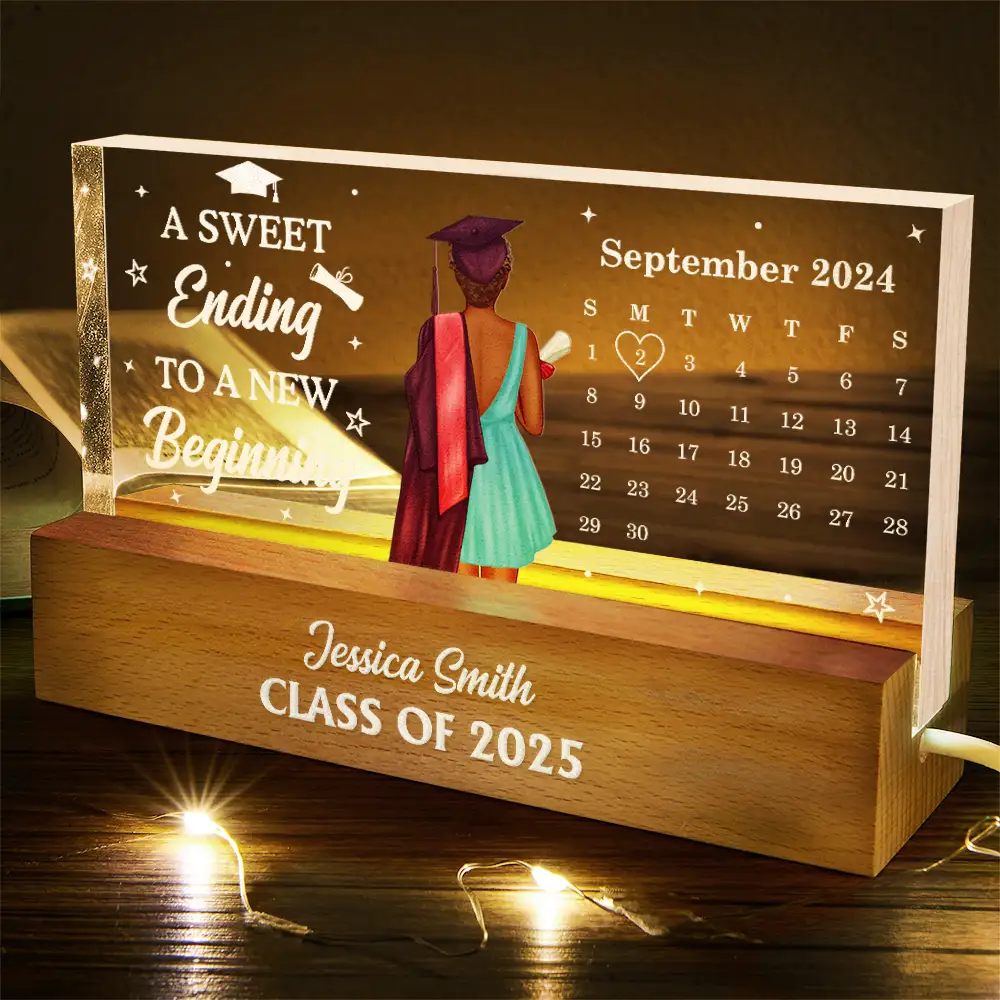 Calendar A Sweet Ending To A New Beginning - Personalized Rectangle LED Light - Image 5