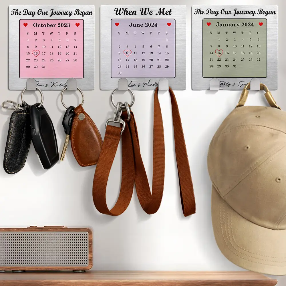Calendar Couple The Day Our Journey Began - Personalized Mini Key Hook - Image 3