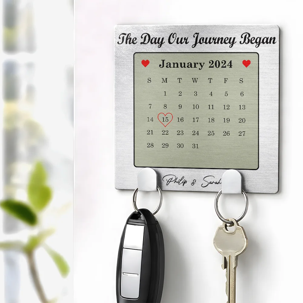 Calendar Couple The Day Our Journey Began - Personalized Mini Key Hook - Image 4