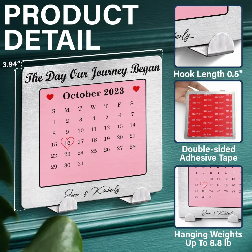 Calendar Couple The Day Our Journey Began - Personalized Mini Key Hook - Image 5