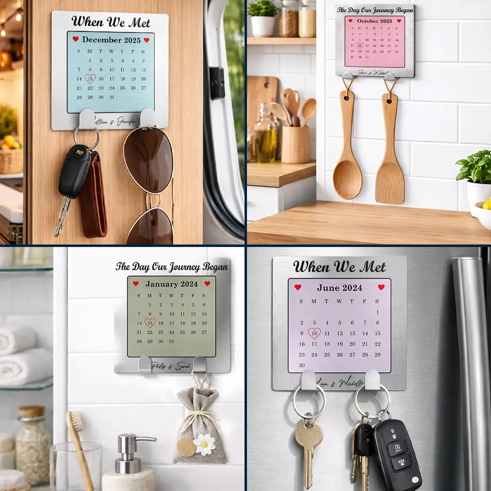 Calendar Couple The Day Our Journey Began - Personalized Mini Key Hook - Image 6