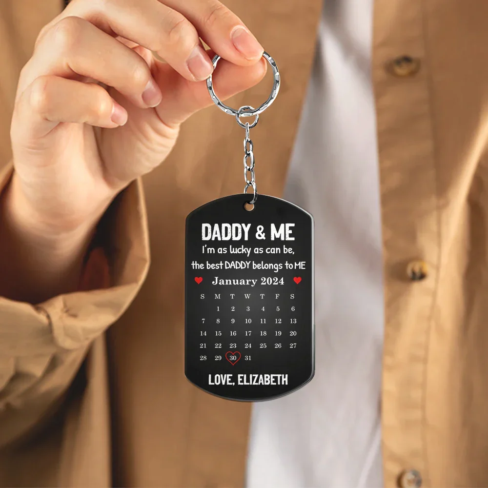 Calendar Custom Photo The Best Daddy Belongs To Me - Personalized Aluminum Keychain - Image 4
