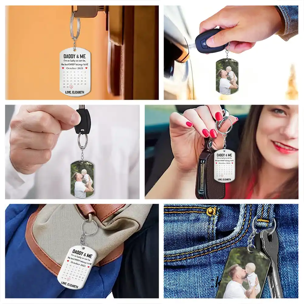 Calendar Custom Photo The Best Daddy Belongs To Me - Personalized Aluminum Keychain - Image 6
