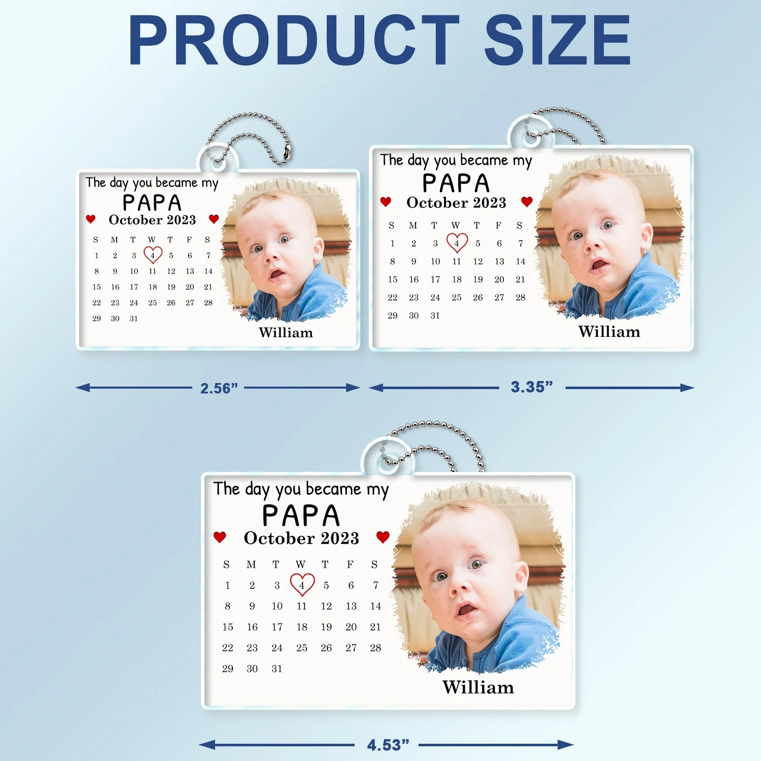 Calendar Custom Photo The Day You Became My Mommy - Gift For Mother, Father - Personalized Acrylic Car Hanger - Image 4