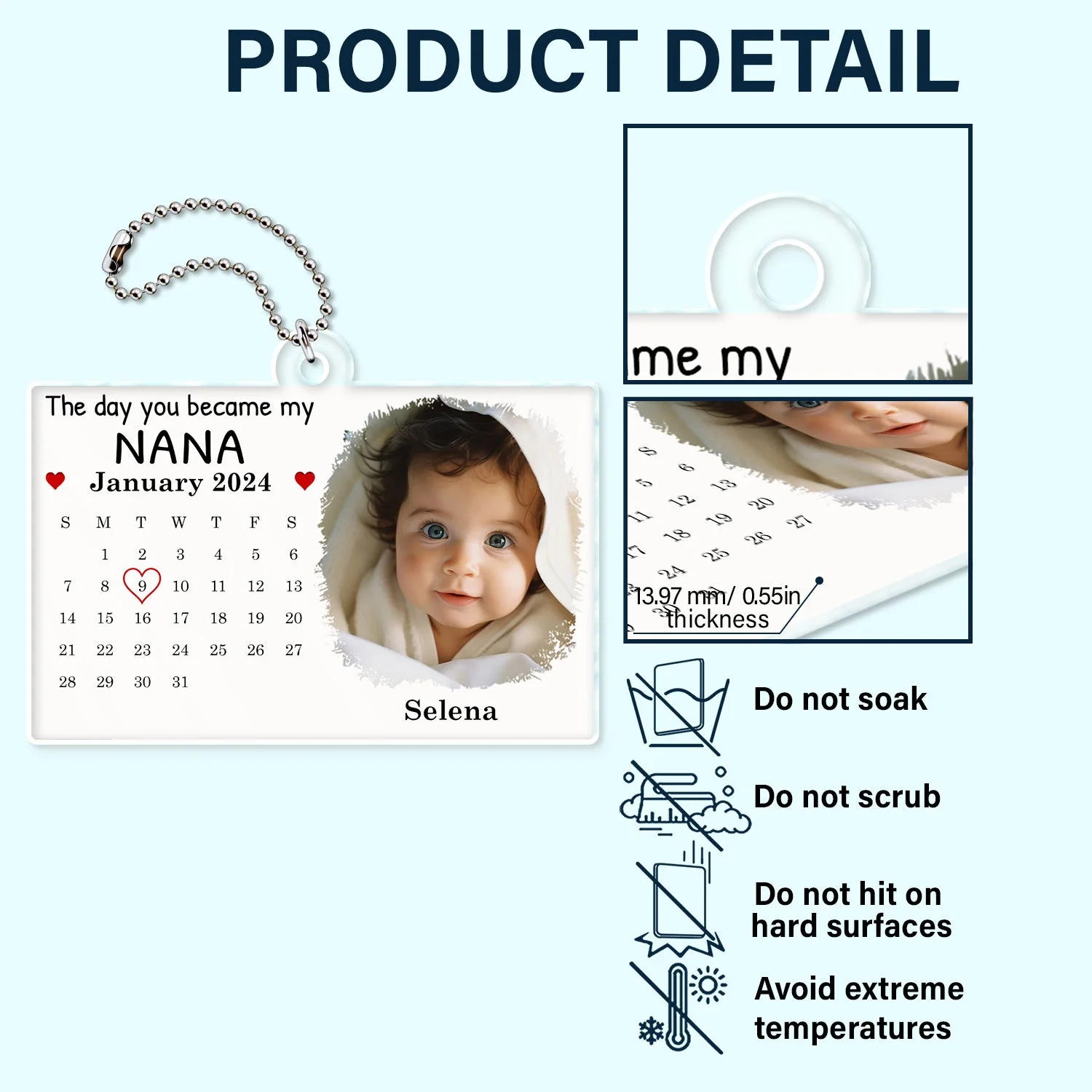 Calendar Custom Photo The Day You Became My Mommy - Gift For Mother, Father - Personalized Acrylic Car Hanger - Image 5