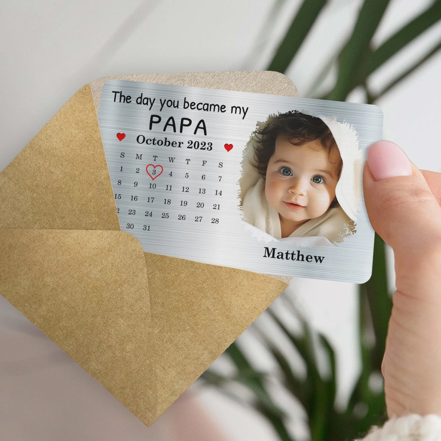 Calendar Custom Photo The Day You Became My Mommy - Gift For Mother, Father - Personalized Aluminum Wallet Card - Image 4