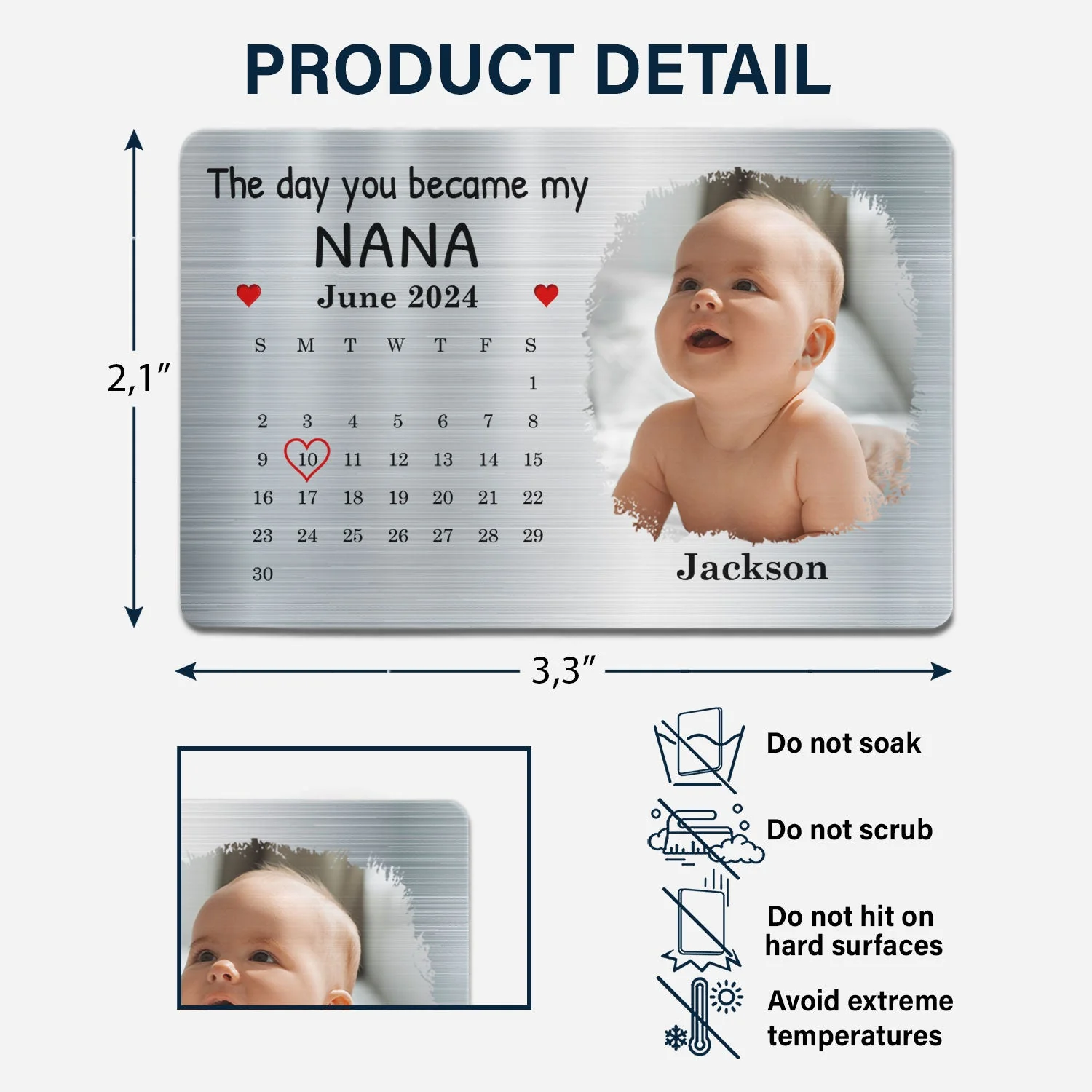 Calendar Custom Photo The Day You Became My Mommy - Gift For Mother, Father - Personalized Aluminum Wallet Card - Image 6