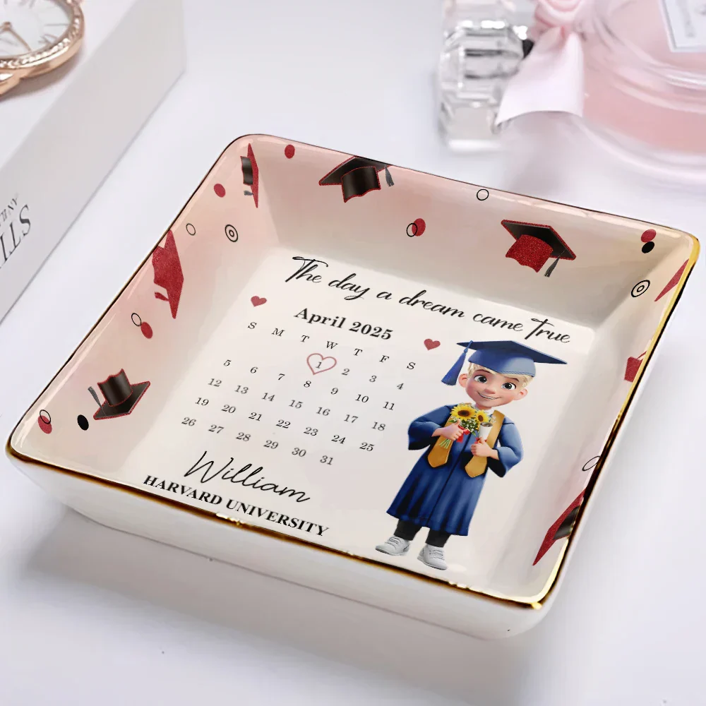 Calendar Graduation A Sweet Ending To A New Beginning - Personalized Ring Dish - Image 2
