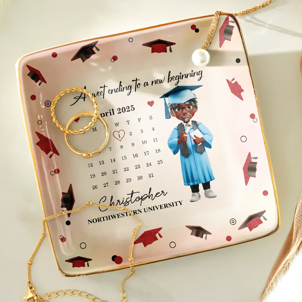 Calendar Graduation A Sweet Ending To A New Beginning - Personalized Ring Dish - Image 4
